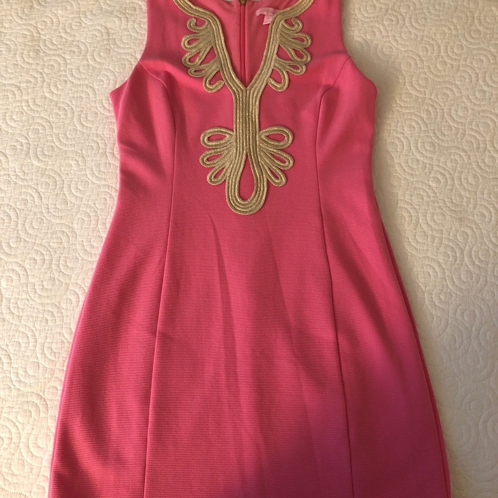 XL Lilly Pulitzer shift dress- Pink and gold